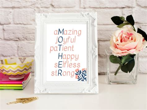 Mother Acronym Printable Word Art Mothers Day T Mother Etsy