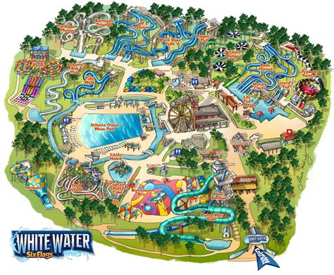 Six Flags White Water Park Map Illustration