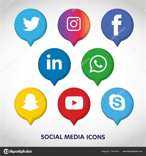 Flat Icons Technology Social Media Network Computer