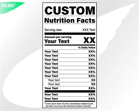 Personalized Nutrition Facts Svg Custom Text Nutrition Svg Etsy