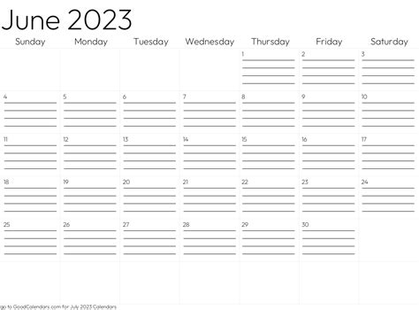 Select A Style For Your June 2023 Calendar In Landscape