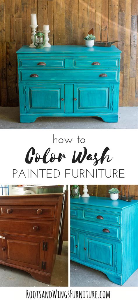 Apply a layer of light, wet paint on white paper. Color Washing Technique for Painted Furniture • Roots ...
