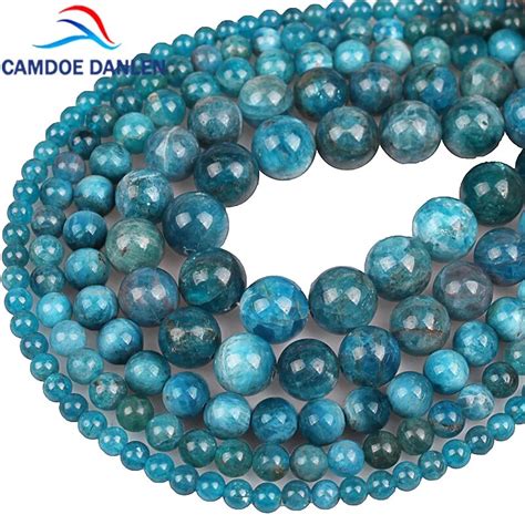 Natural Gem Stone Genuine Blue Ocean Apatite Stone Round Loose Beads 4