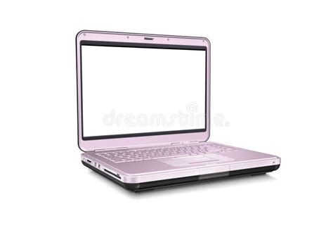 Pink Laptop With Blank Screen Isolated On White Background Whole In