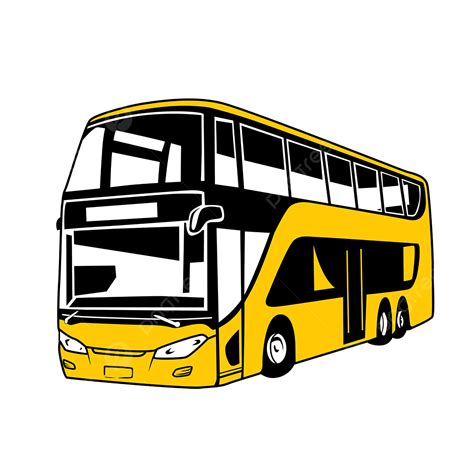 Siluet Bus Bertingkat Kuning Realistis Bis Kuning Bayangan Hitam Png