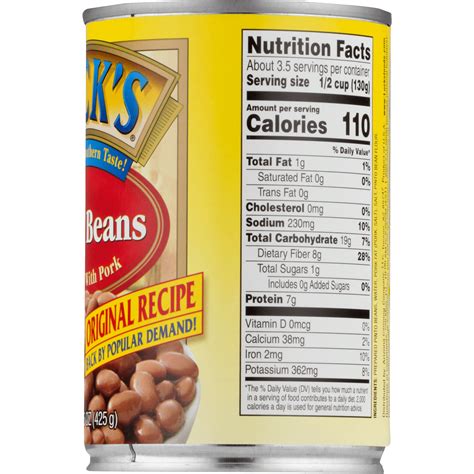 30 Pinto Beans Nutrition Label