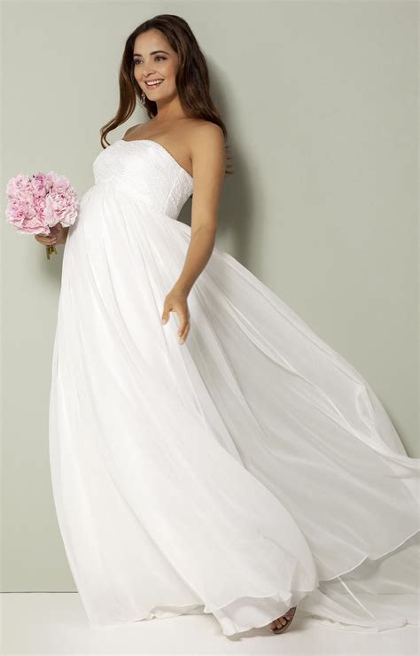 Julia Strapless Maternity Wedding Gown Long White Maternity Wedding Dresses Evening Wear And