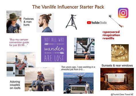 Vanlife Influencer Starter Pack Van Life Camping Packing Tourist