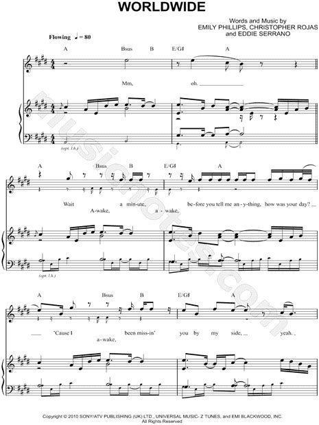 Sheets piano, 2012 — 2021. Big Time Rush "Worldwide" Sheet Music in E Major ...