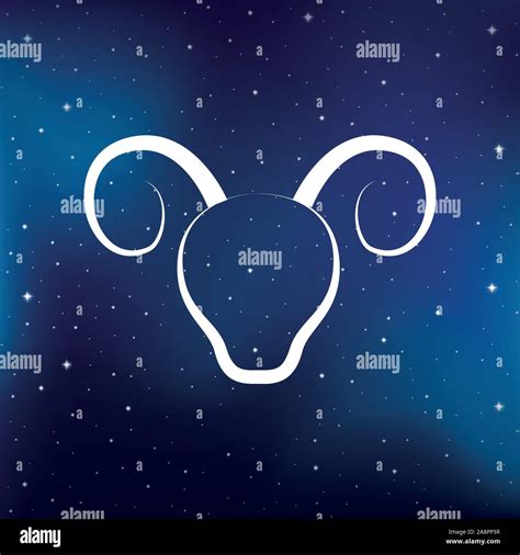 Blue Zodiac Sign Aries Horoscope In Starry Sky Vector Illustration