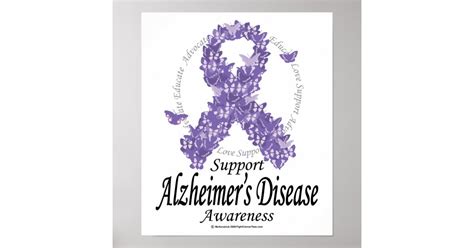 Alzheimers Ribbon Of Butterflies Poster Zazzle