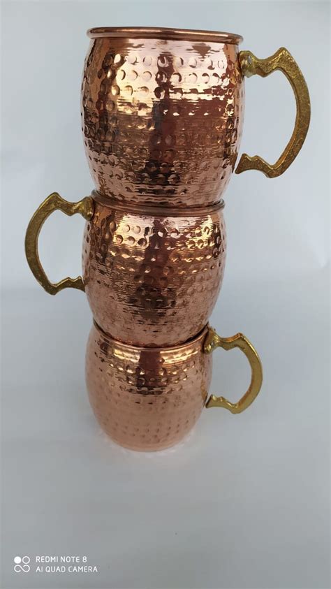 Turkish Handmade Pure Copper Mugs Set Soft Drink Cup Copper Etsy