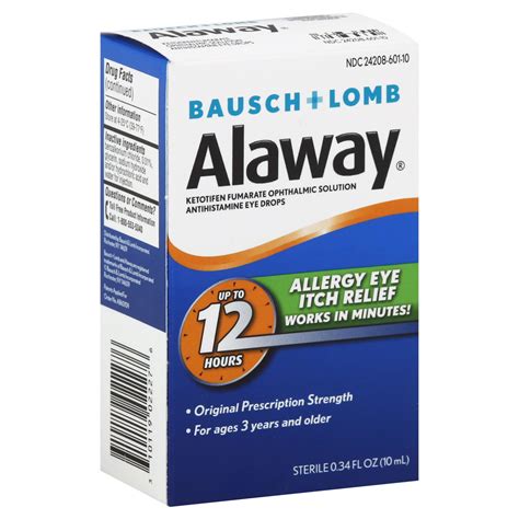 Bausch And Lomb Alaway Eye Drops Antihistamine 034 Oz 10 Ml
