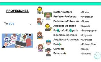 Profesiones Y Adjetivos Professions And Adjectives By Espanol Con Sandra