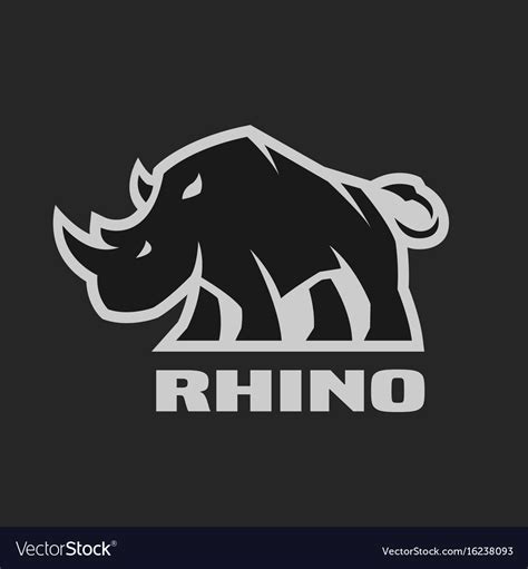 Angry rhino monochrome logo on a dark background Vector Image