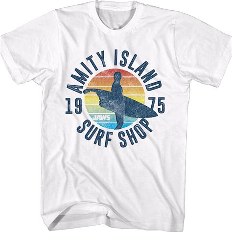 White Amity Island Surf Shop Jaws T Shirt