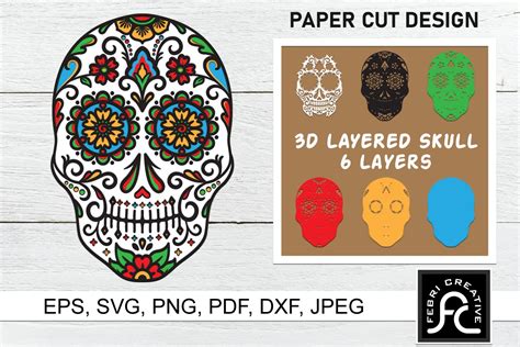 Svg Layered Skull Svg Png Eps Dxf File