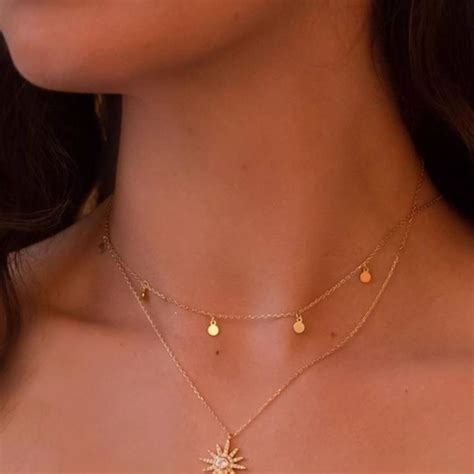 Dainty Gold Disc Choker Necklace Elk Bloom Everyday Fine Jewelry