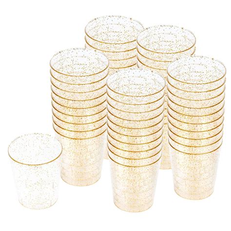 100 x disposable glitter shot glasses plastic elegant wedding party decor 2oz 5060630691165 ebay
