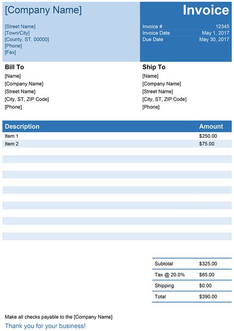 Invoice Template For Word Free Simple Invoice