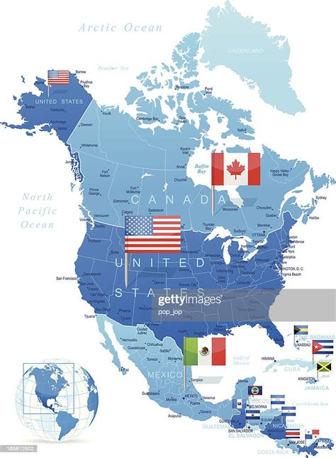 North America Map With Flags Stock Illustration Getty Images