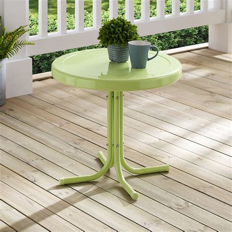 Crosley Furniture Retro Metal Patio End Table In Key Lime Gloss