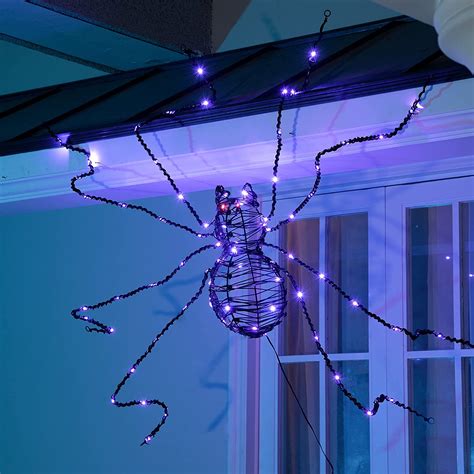 eambrite 5ft halloween giant spider light up spider outdoor with 84lt purple