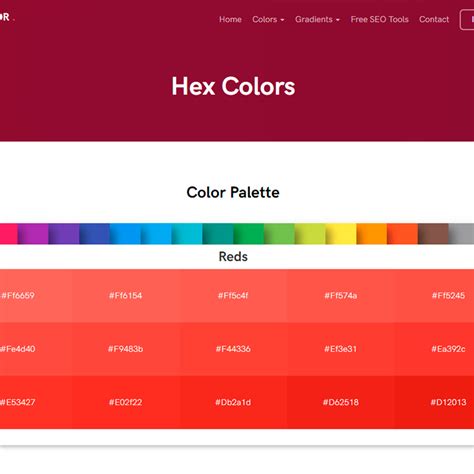 Hex Color Codes Color Hex Gives Information About Colors Including