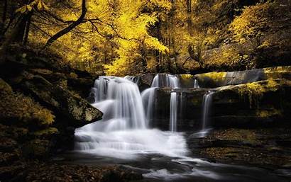 Waterfall Autumn Woods Nature Wallpapers Fall Forest