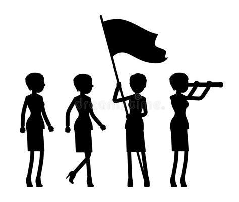 Female Black Silhouette Boss Businesswoman Office Worker With Flag