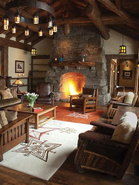 47 Extremely Cozy And Rustic Cabin Style Living Rooms Cabin Living