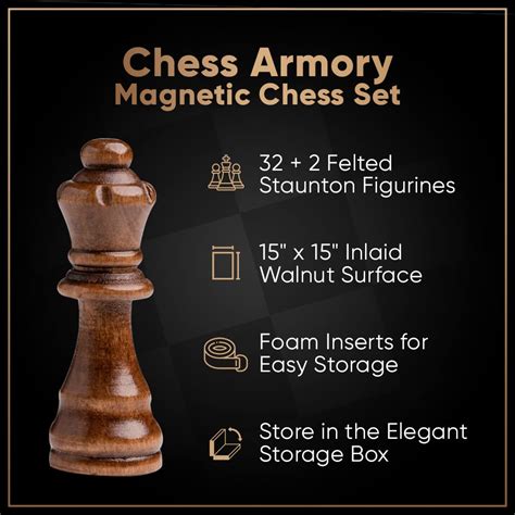 Buy Chess Armory Magnetic Chess Set 15 Inch X 15 Inch Inlaid Walnut