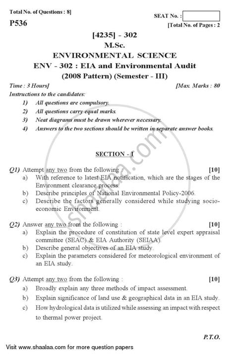 Every study has limitations that should be addressed in the paper. Environmental Impact Analysis (EIA) and Environmental Auditing 2012-2013 M.Sc Environmental ...