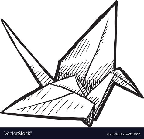 Doodle Paper Crane Origami Royalty Free Vector Image