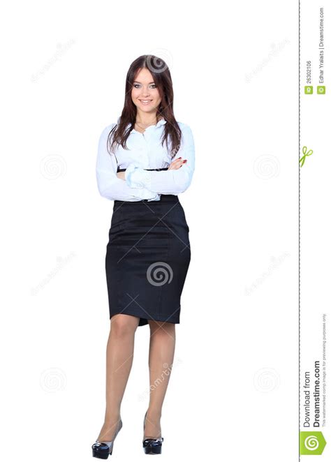 Business Woman Standing In Full Body Smiling Happy At Camera Stock