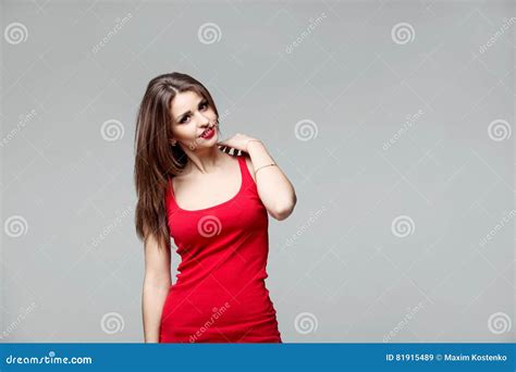 Portrait Of Beautiful Brunette Woman Posing In Studio Stock Image