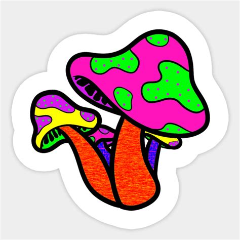 Vibrant Mushroom Trippy Mushroom Sticker Teepublic