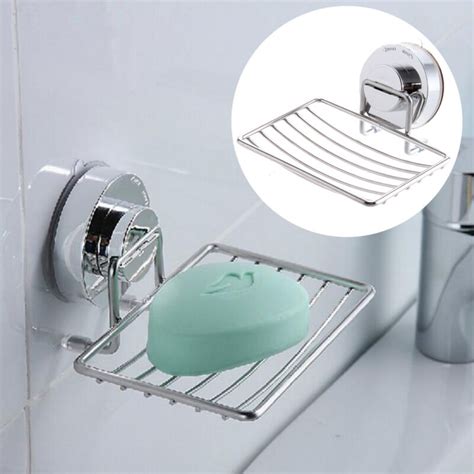 Strong Suction Bathroom Shower Chrome Accessory Soap Dish Holder Cup