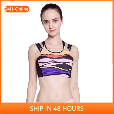 Sexy Colorful Printed Sport Bra Women Cross Bra Straps Push Up Fitness Wire Free Quick Dry