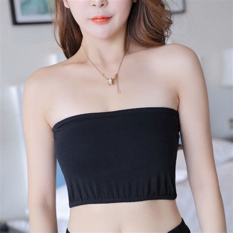 Women Ladies Cotton Intimates Summer Simple Style Solid Color Sleeveless Boob Tube Tops