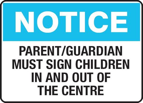 Schoolchildcare Signs Parentguardian Must Sign Children In And Out