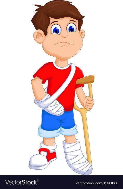 Boy Cartoon Broken Arm And Leg Vector Image On In 2020 Cartoon
