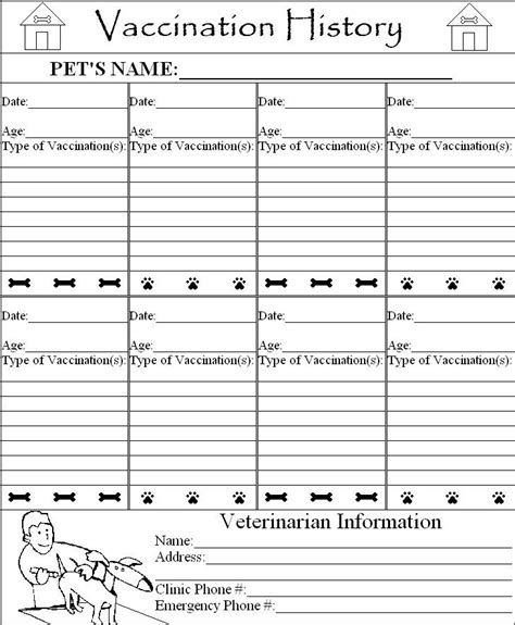 Free Printable Pet Vaccination Record Printable World Holiday