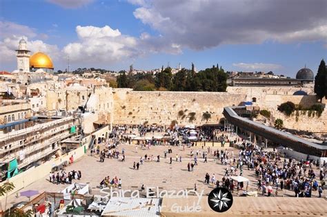 A Wide View Of The Western Wall Of Temple Mount With The Golden Dome Of