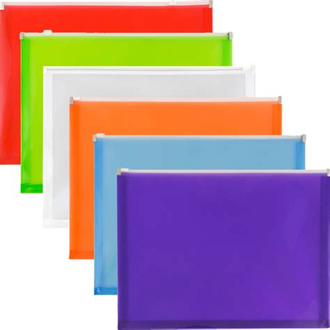 Jam Plastic Zip Envelopes 98 X 13 Assorted 6 Per Pack