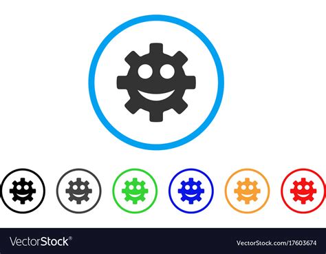 Gear Smile Smiley Rounded Icon Royalty Free Vector Image