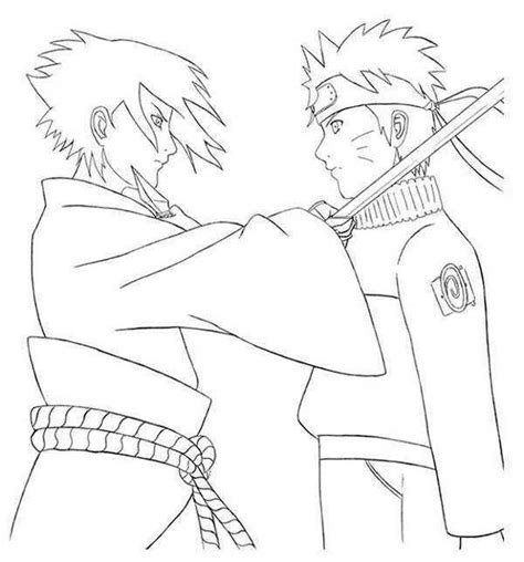 Naruto Sasuke Coloring Pages Anime Lineart Naruto And Sasuke Naruto