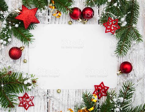 Christmas Background Blank Paper With Decoration Stock Photo Download