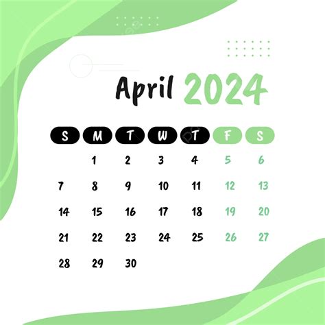 April 2024 Minimalist Monthly Calendar Vector April 2024 Calendar