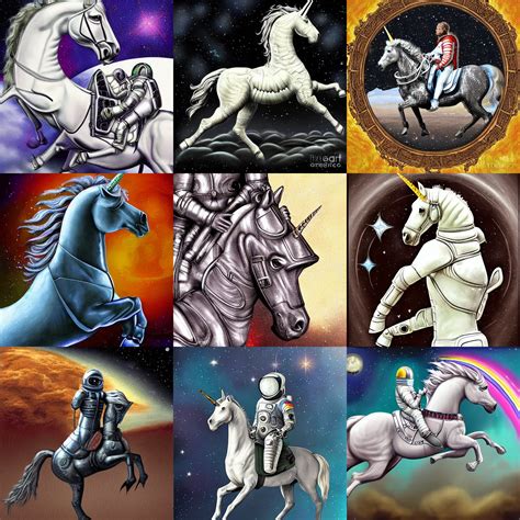 Horse In A Spacesuit Riding A Unicorn Digital Stable Diffusion Openart